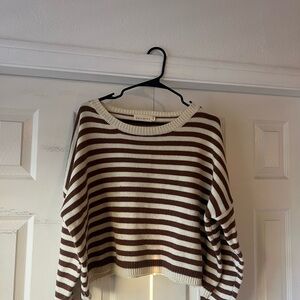 Dreamers Brown and Cream Striped Sweater